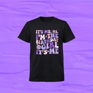Girls Its Me Birthday Girl, Its Me Singer Graphic Black Shirt 10/12